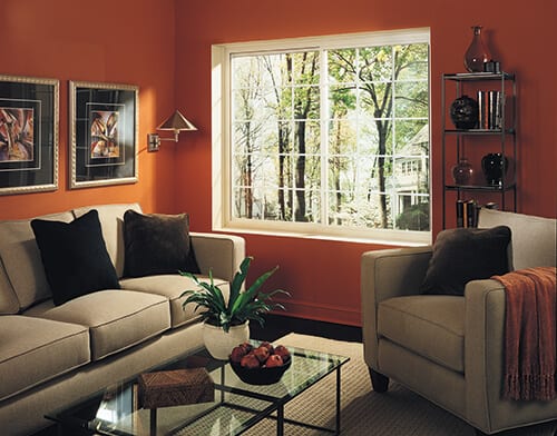 Living room with a slider window