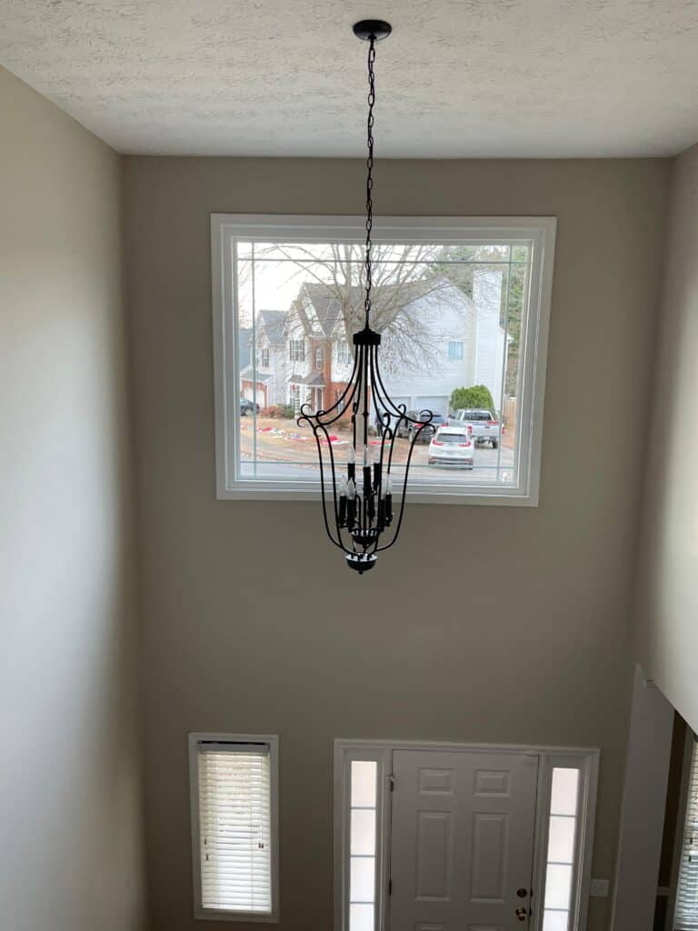 Interior view of a SoftLite picture window installed in a home